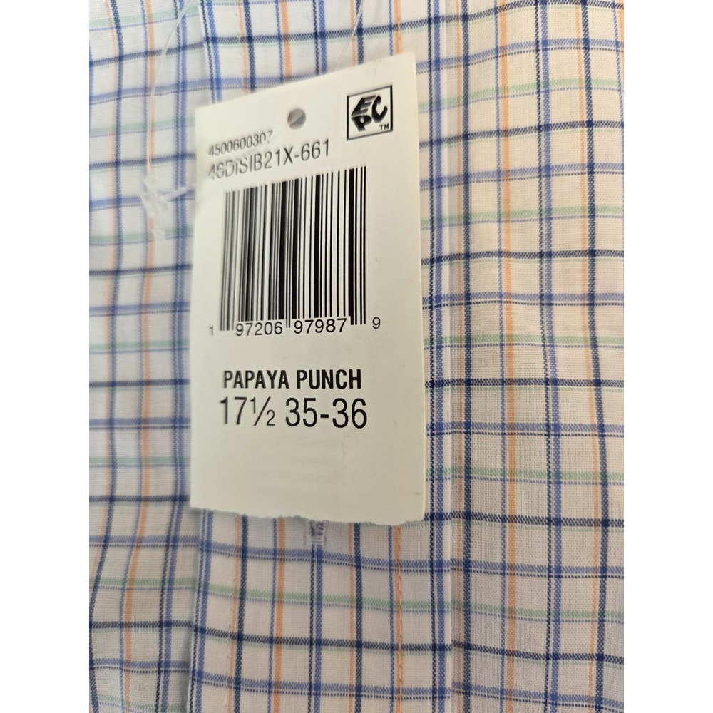 IZOD All Over Stretch Dress Shirt Mens 17.5 TALL FIT 35/36 Blue Check Office NEW - Picture 7 of 13